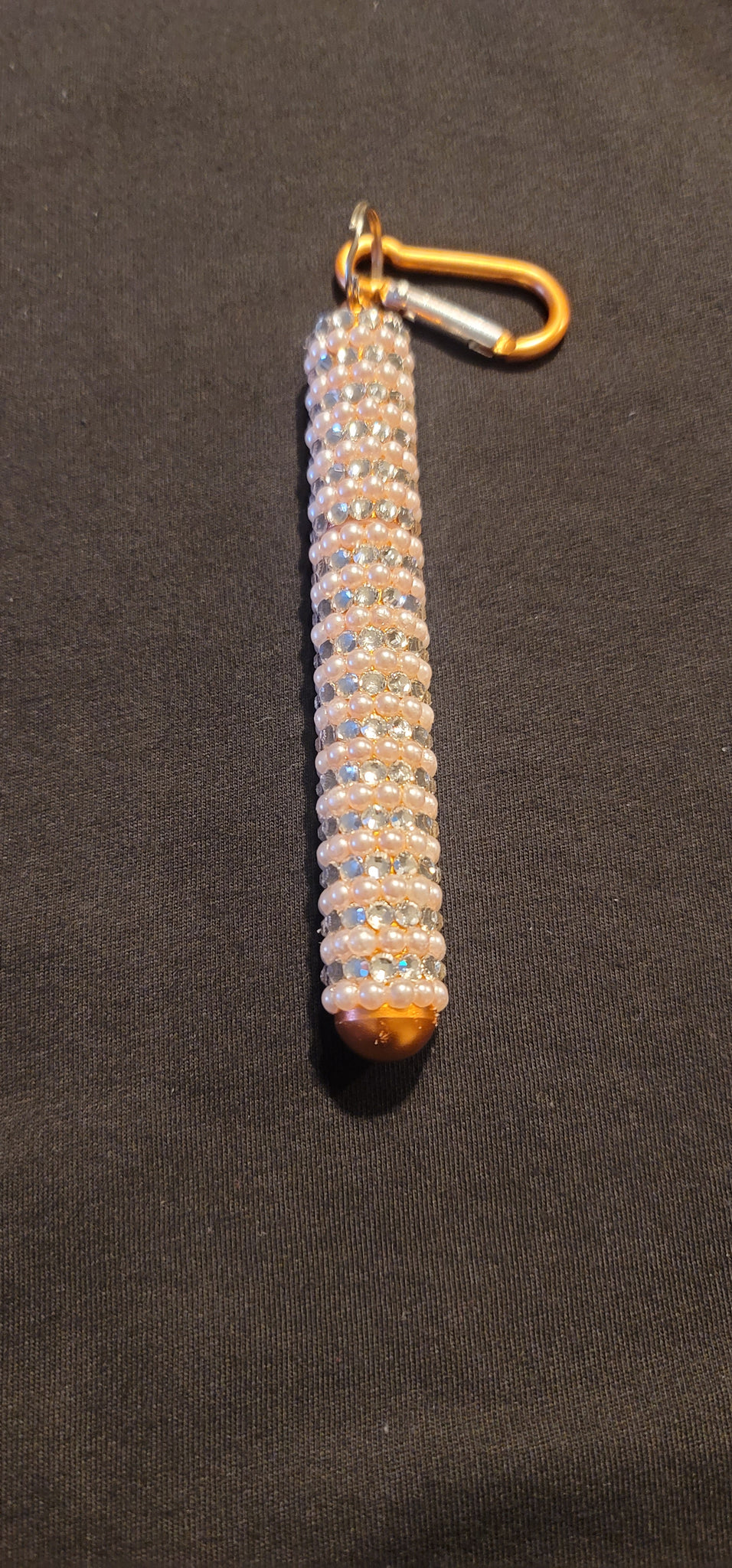 Personal Reusable Straw - Pearl and Crystal Rhinestone with Copper Colored Accents